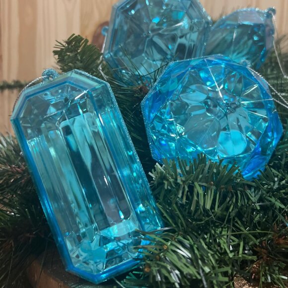 4 Piece Set Jewel Ornament Set Acrylic Gems Christmas Decor Choose Color - Picture 12 of 16